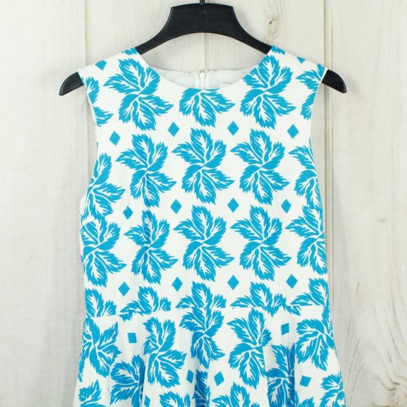 Diane von Furstenberg Blue Floral Print Flare Mini Dress Size 14 - Picture 4 of 12